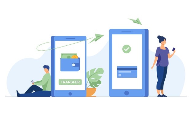 mann sender penger til dame via smart telefon